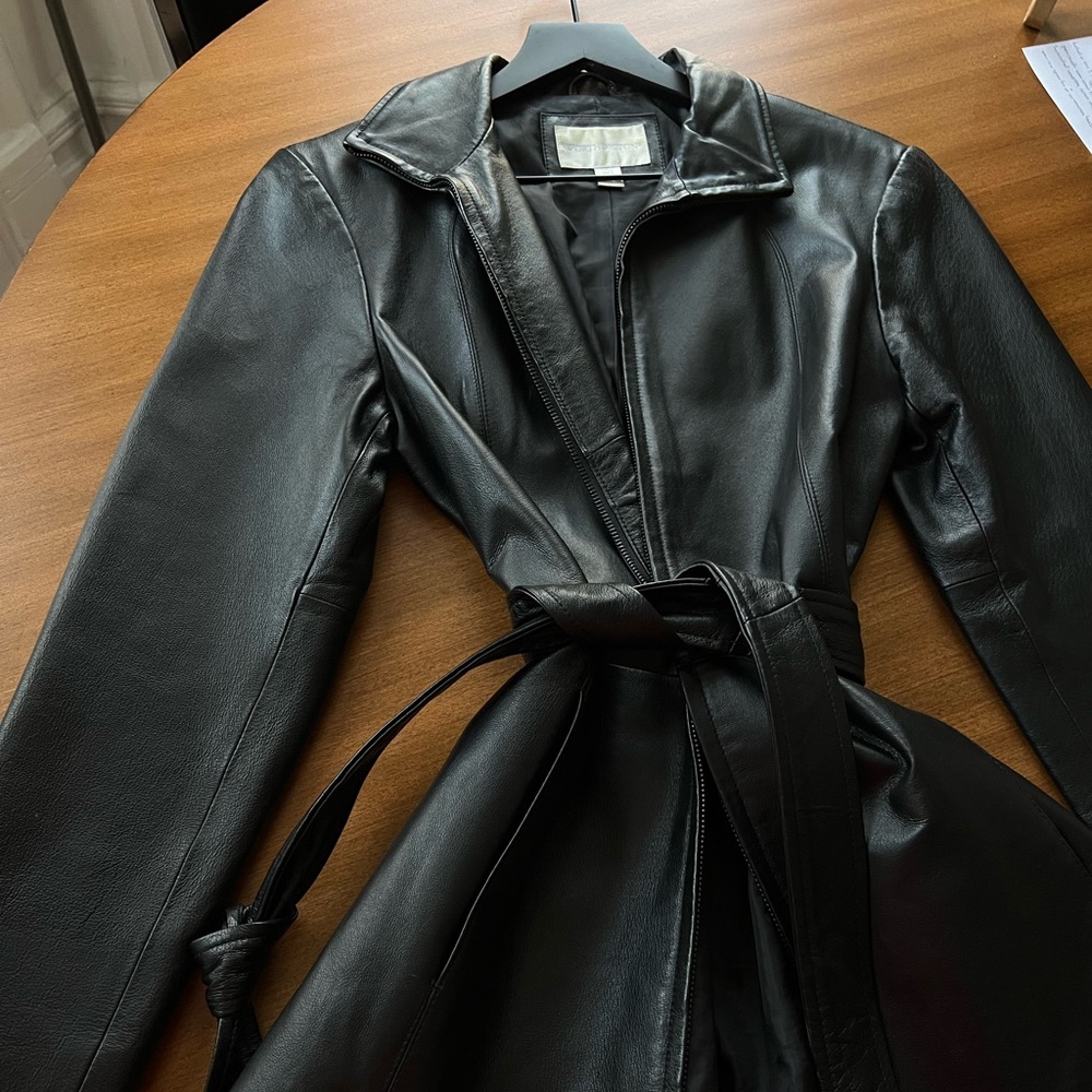 Vintage Black Belted Leather Jacket